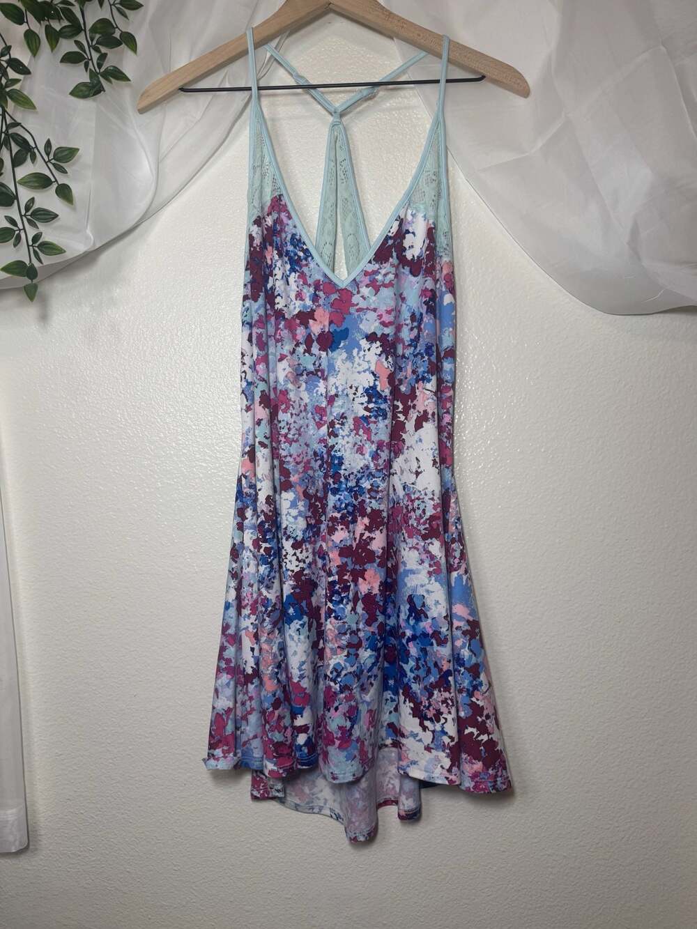 Fairycore Floral Lace Back Chemise Nightgown Romantic Babydoll Slip